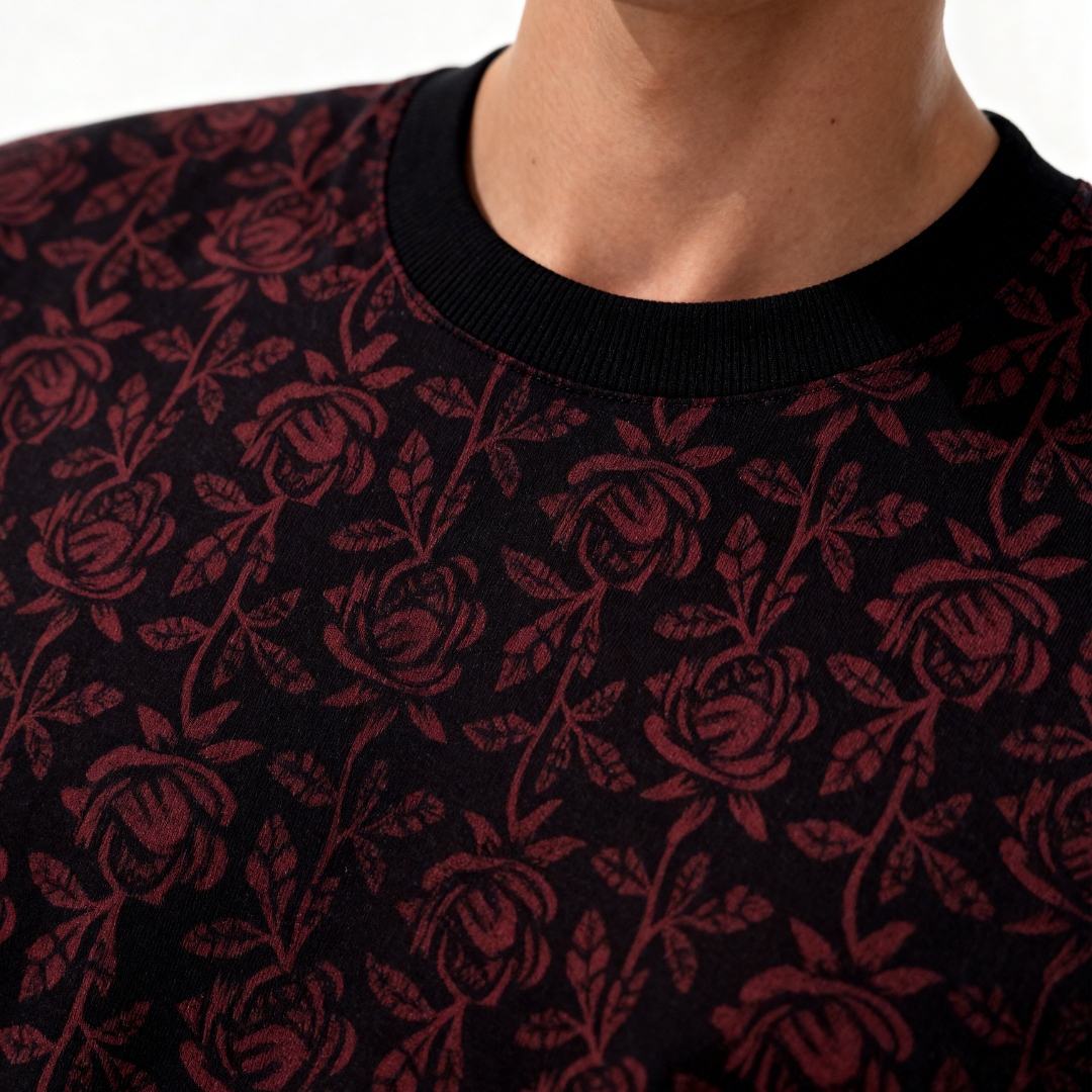 Midnight bloom Tee (Block Printing Tee)