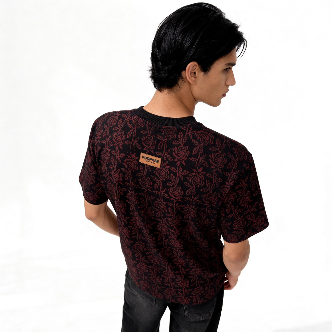 Midnight bloom Tee (Block Printing Tee)