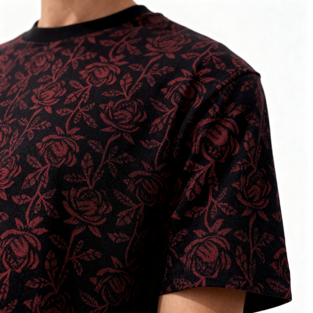 Midnight bloom Tee (Block Printing Tee)